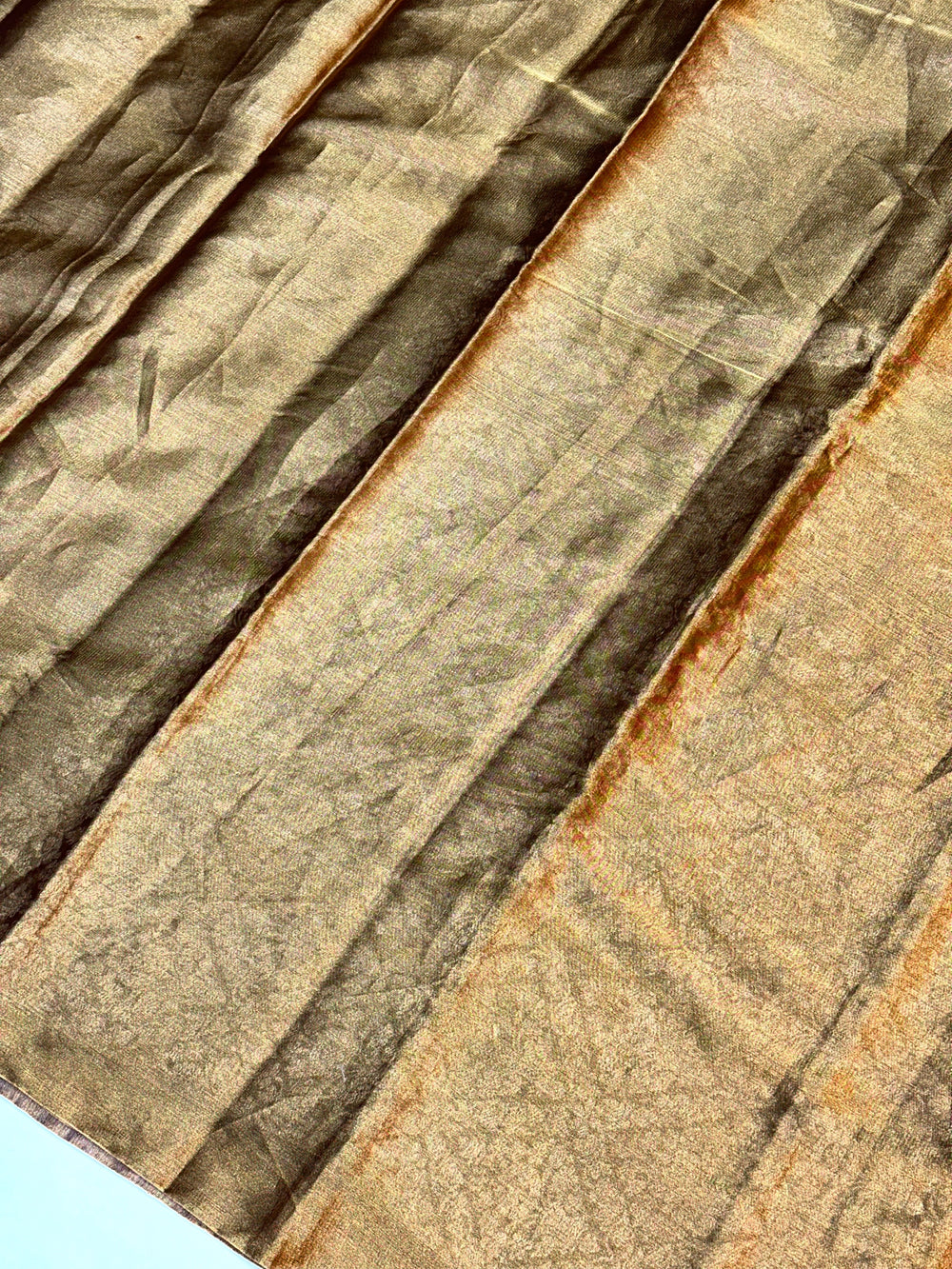 Gold Tan Brocade Katan Tissue Handwoven Banarasi Saree
