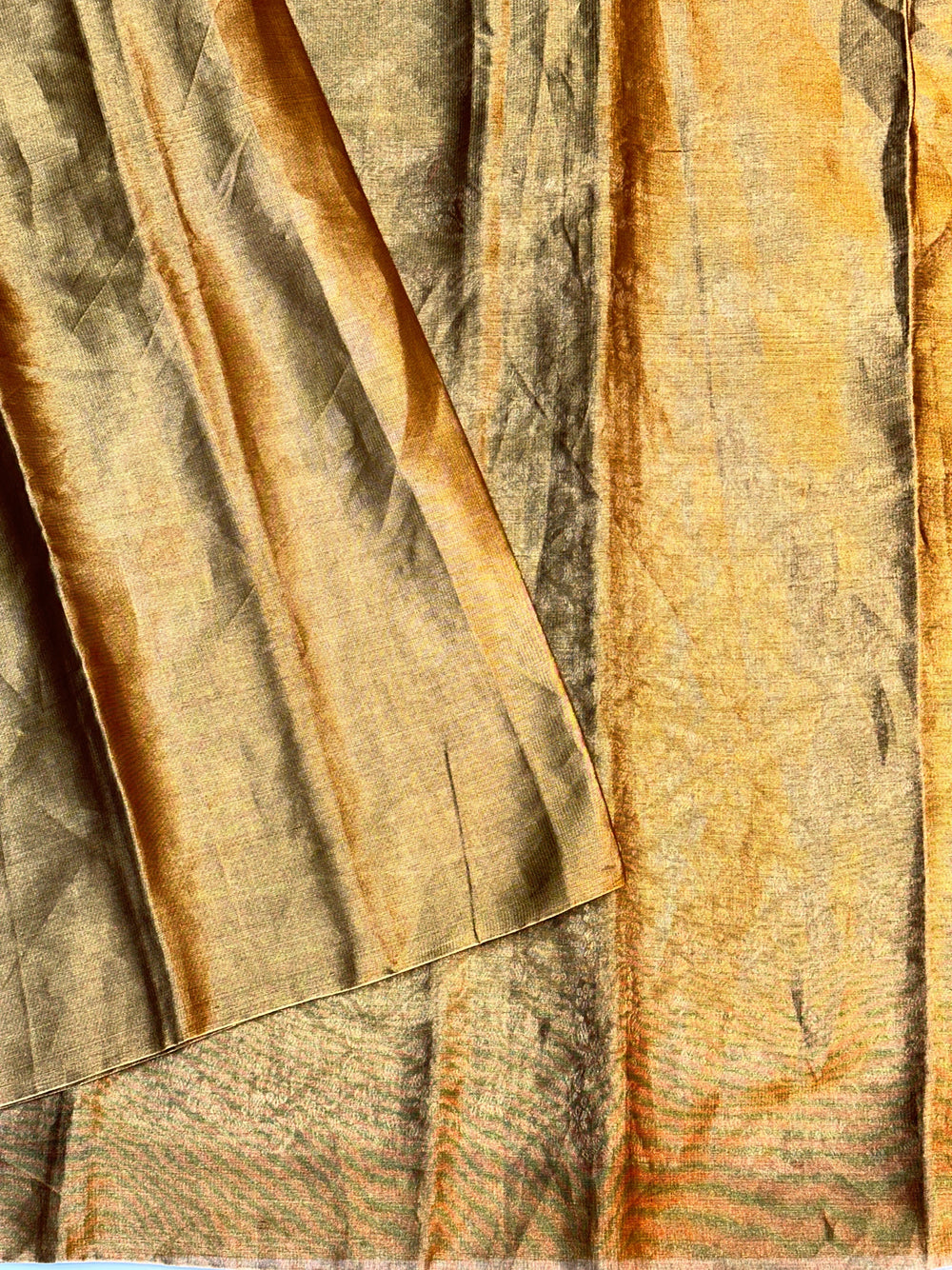 Gold Tan Brocade Katan Tissue Handwoven Banarasi Saree