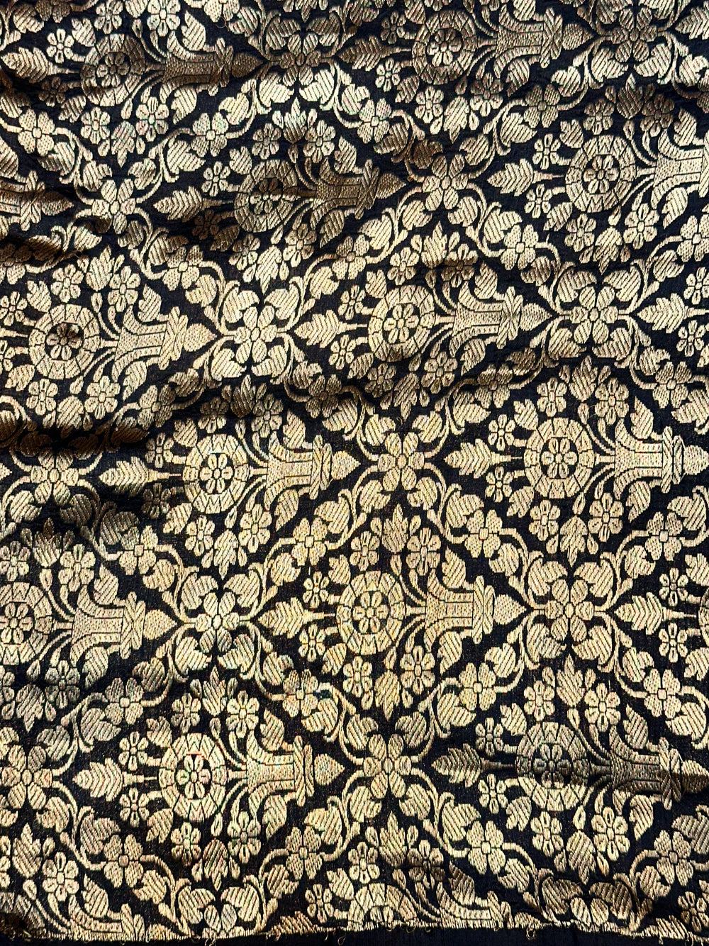 Gold Tan Brocade Katan Tissue Handwoven Banarasi Saree