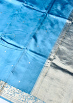 Sky Blue Motif Katan Silk Handwoven Banarasi Saree