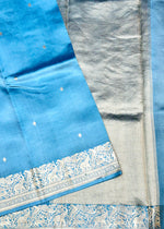 Sky Blue Motif Katan Silk Handwoven Banarasi Saree