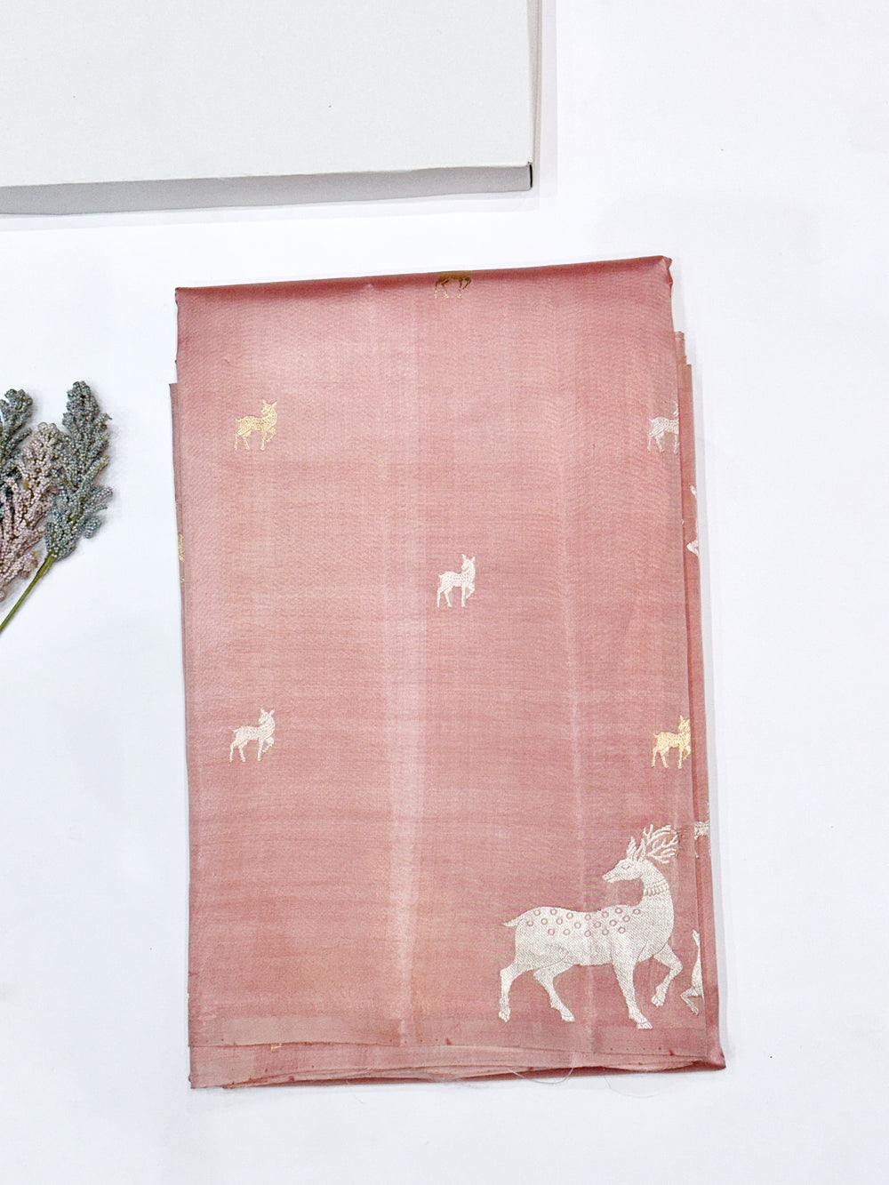 Rose Pink Motif Katan Silk Handwoven Banarasi Saree