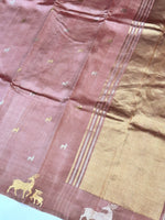Rose Pink Motif Katan Silk Handwoven Banarasi Saree