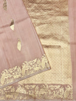 Salmon Pink Motif Katan Silk Handwoven Banarasi Saree