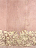 Salmon Pink Motif Katan Silk Handwoven Banarasi Saree