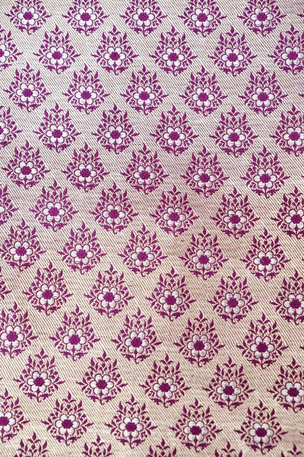 Boysenberry Purple Brocade Katan Silk Handwoven Banarasi Thaan