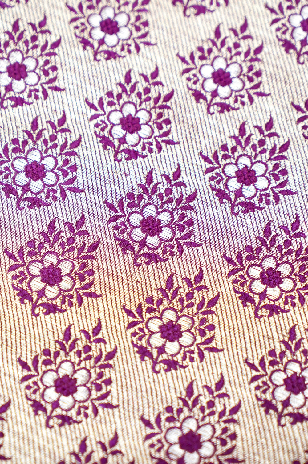 Boysenberry Purple Brocade Katan Silk Handwoven Banarasi Thaan