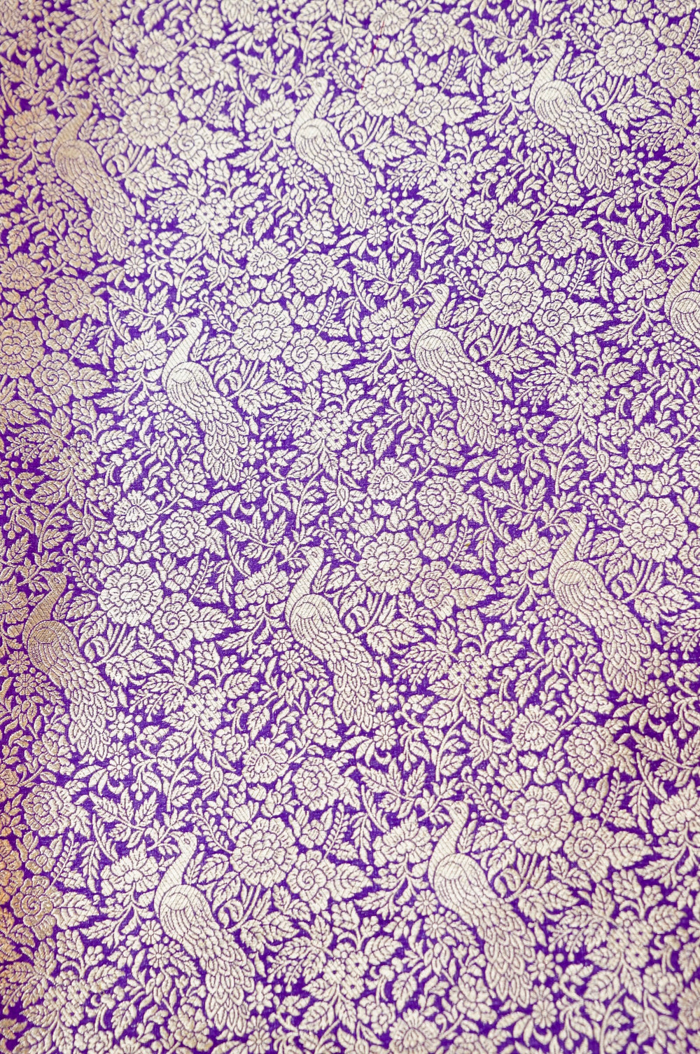 Violet Purple Shikargah Katan Silk Handwoven Banarasi Thaan