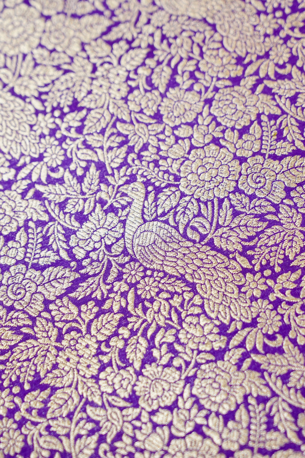Violet Purple Shikargah Katan Silk Handwoven Banarasi Thaan