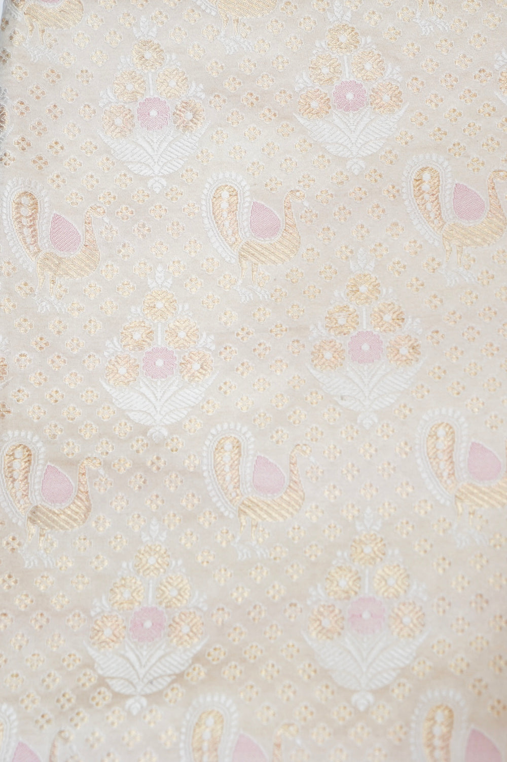 Porcelain White Brocade Mashru Silk Thaan