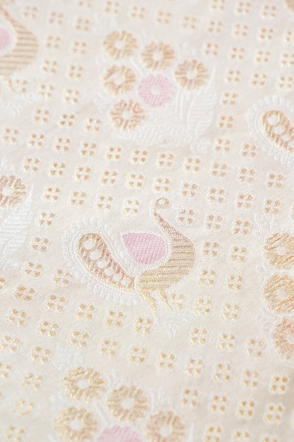Porcelain White Brocade Mashru Silk Thaan