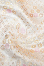 Porcelain White Brocade Mashru Silk Thaan