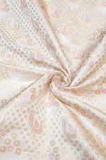 Porcelain White Brocade Mashru Silk Thaan