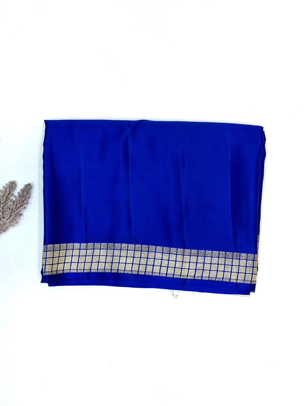 Royal Blue Geometric Mashru Silk  Handwoven Banarasi Saree