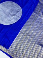 Royal Blue Geometric Mashru Silk  Handwoven Banarasi Saree
