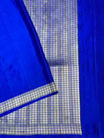 Royal Blue Geometric Mashru Silk  Handwoven Banarasi Saree