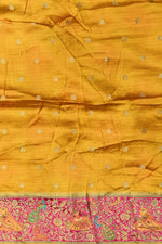 Mutrard Yellow Kalamkari Moonga Silk  Blended Saree
