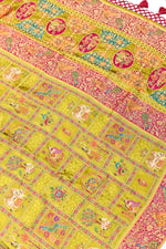 Pear Green Kalamkari Moonga Silk  Blended Saree