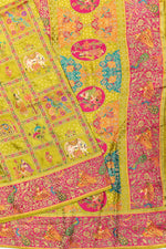 Pear Green Kalamkari Moonga Silk  Blended Saree