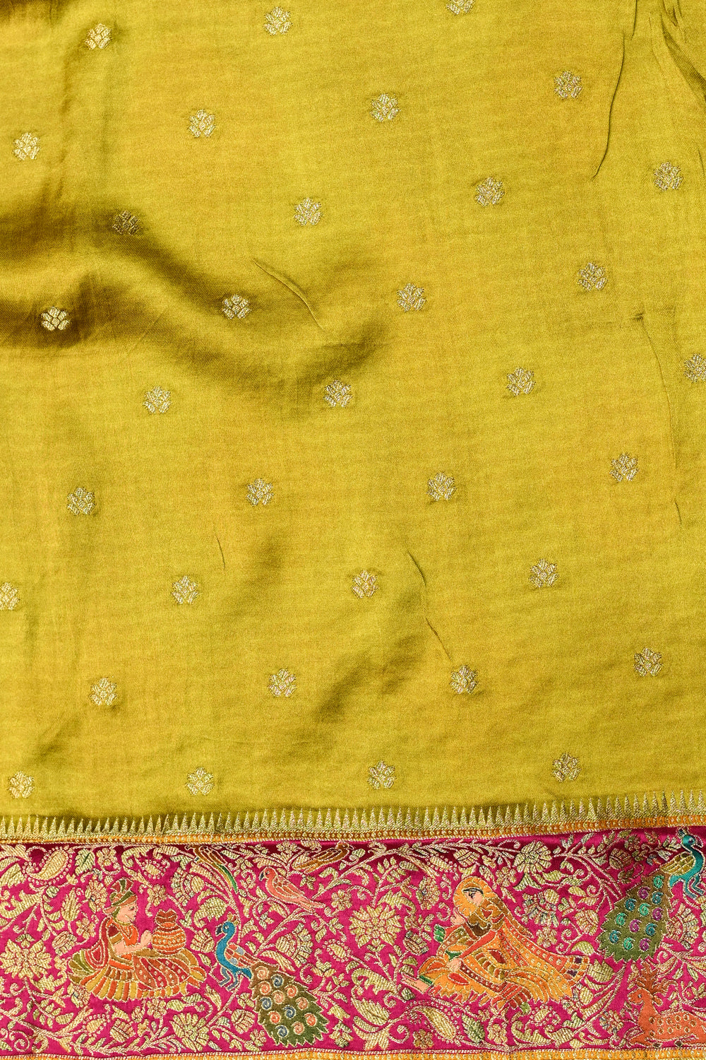 Pear Green Kalamkari Moonga Silk  Blended Saree