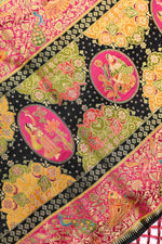 Black Kalamkari Moonga Silk  Blended Saree