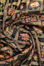 Black Kalamkari Moonga Silk  Blended Saree
