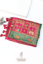 Pink Kalamkari Moonga Silk  Blended Saree