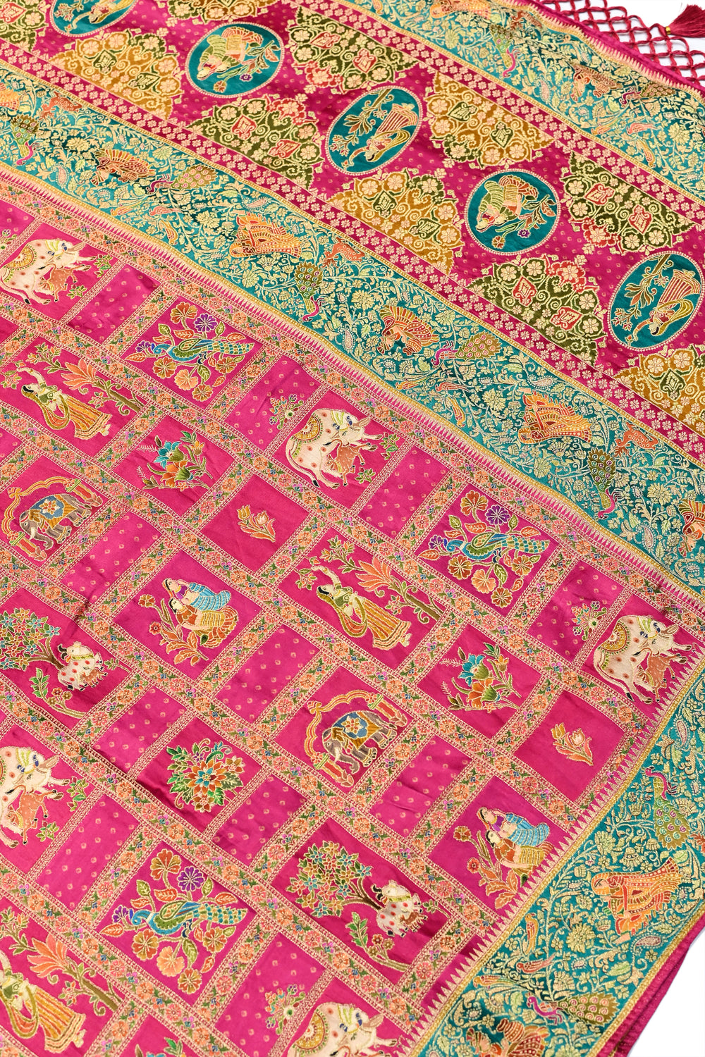 Pink Kalamkari Moonga Silk  Blended Saree