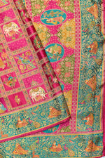 Pink Kalamkari Moonga Silk  Blended Saree