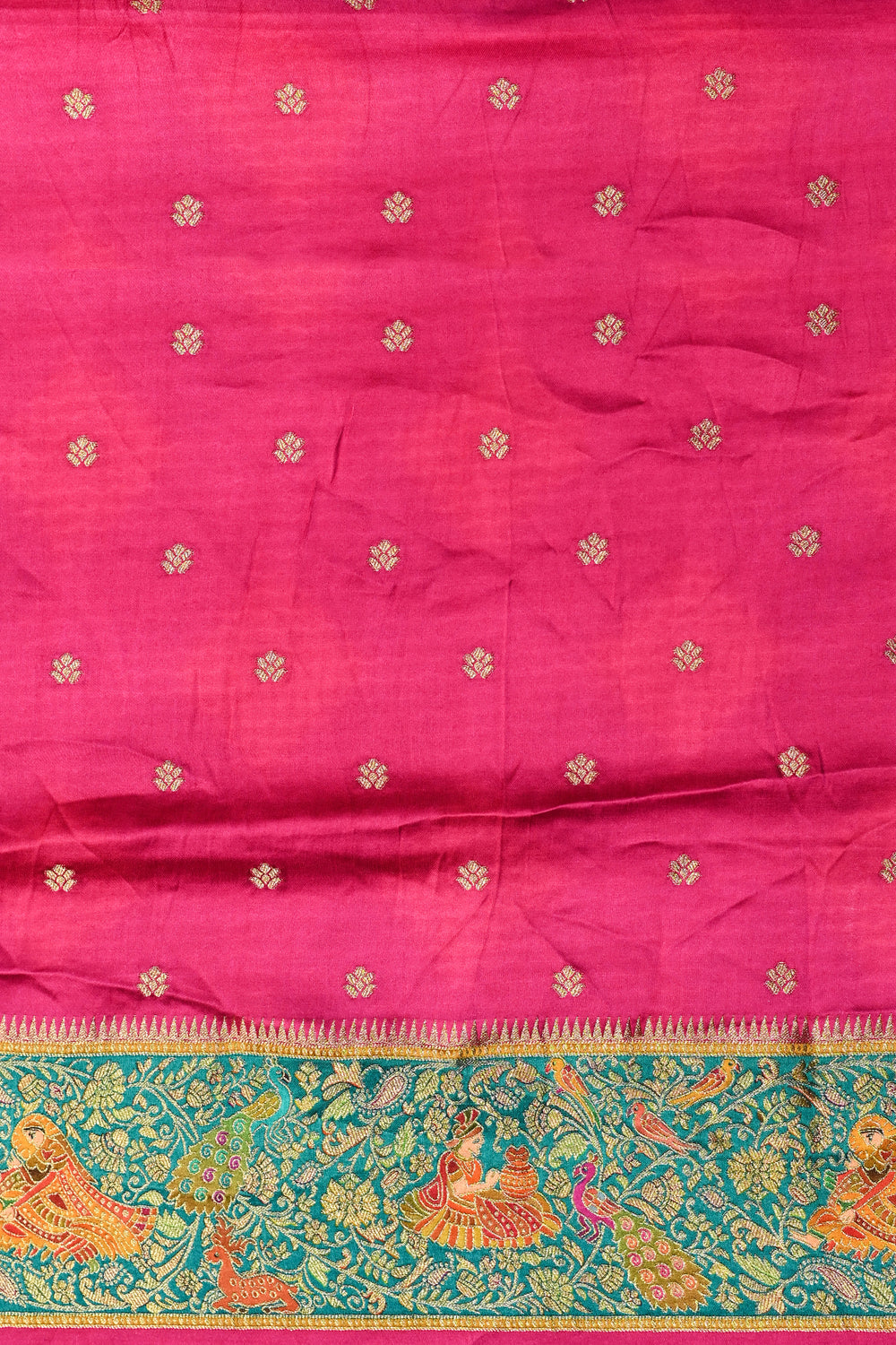 Pink Kalamkari Moonga Silk  Blended Saree