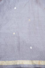 Dove Grey Geometric Mashru Silk  Handwoven Banarasi Saree