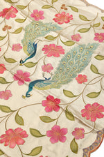 Cream White Kalamkari Moonga Silk  Blended Saree