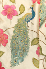 Cream White Kalamkari Moonga Silk  Blended Saree
