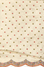 Cream White Kalamkari Moonga Silk  Blended Saree