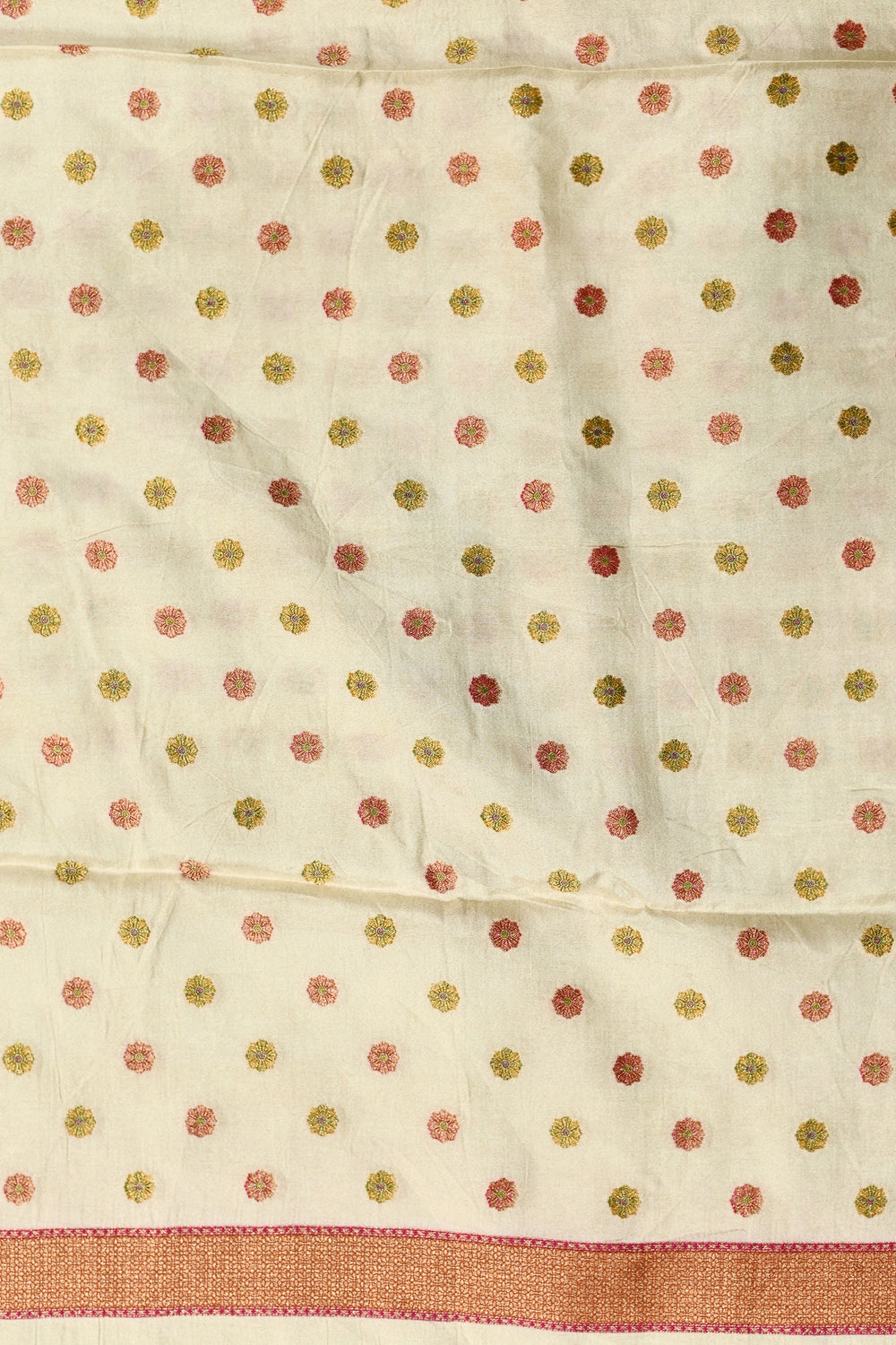 Cream White Kalamkari Moonga Silk  Blended Saree