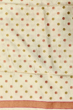 Cream White Kalamkari Moonga Silk  Blended Saree