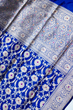 Royal Blue Meenakari Katan Silk Handwoven Banarasi Saree