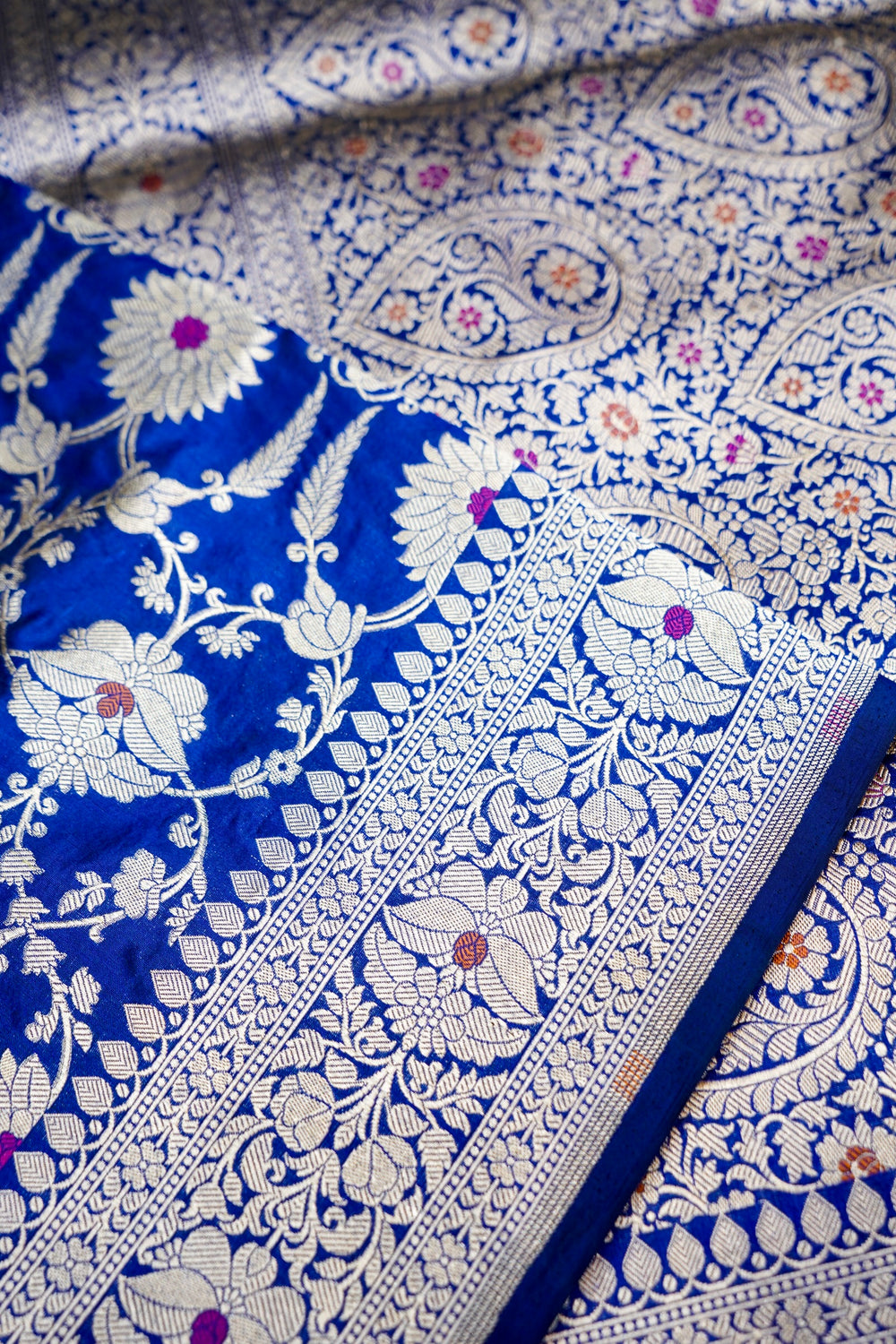 Royal Blue Meenakari Katan Silk Handwoven Banarasi Saree