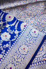 Royal Blue Meenakari Katan Silk Handwoven Banarasi Saree