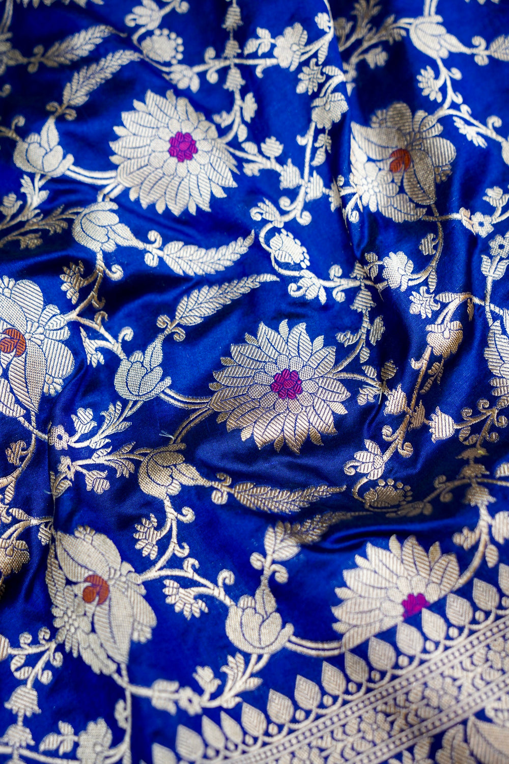 Royal Blue Meenakari Katan Silk Handwoven Banarasi Saree