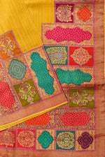 Honey Yellow Geometric Moonga Silk  Blended Saree