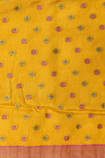 Honey Yellow Geometric Moonga Silk  Blended Saree
