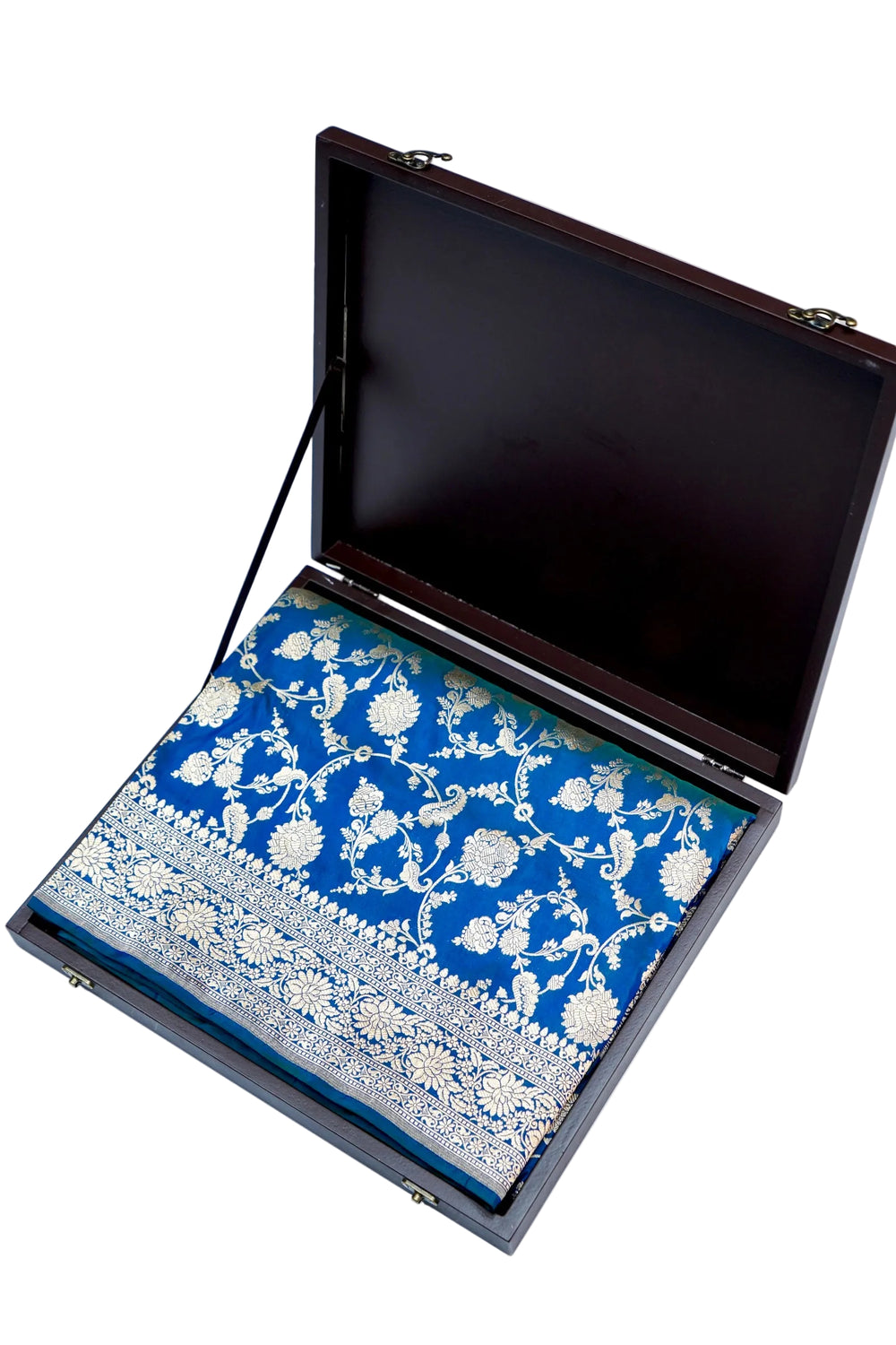 Turquoise Blue Ambi Katan Silk Handwoven Banarasi Saree