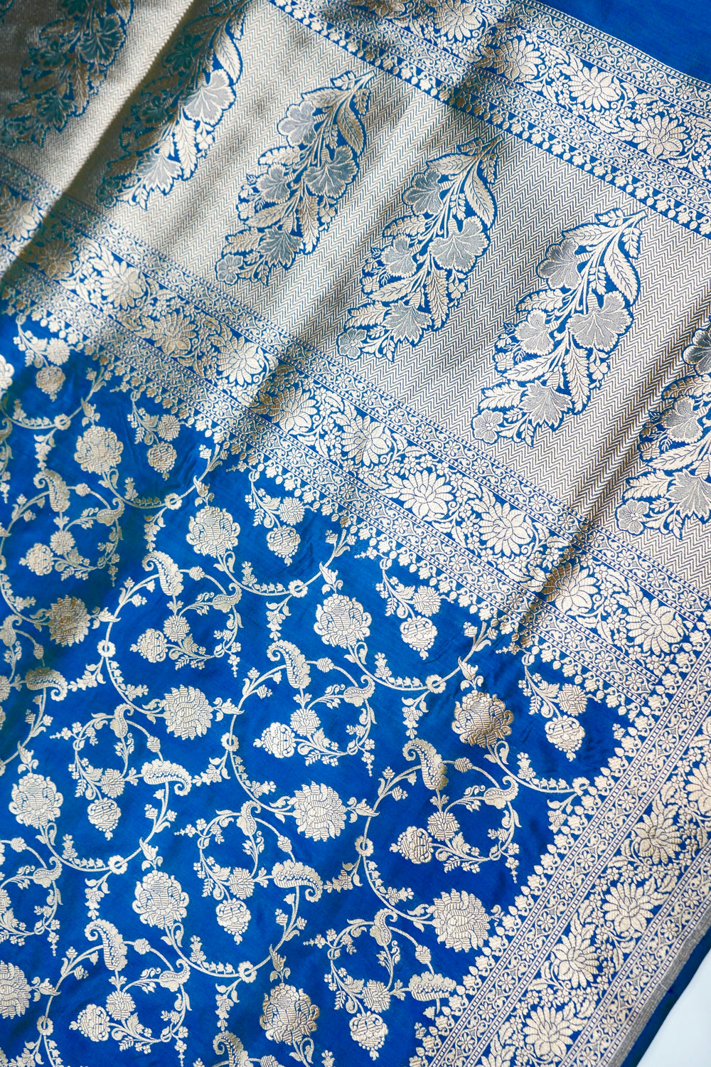 Turquoise Blue Ambi Katan Silk Handwoven Banarasi Saree