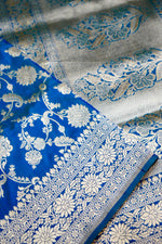 Turquoise Blue Ambi Katan Silk Handwoven Banarasi Saree