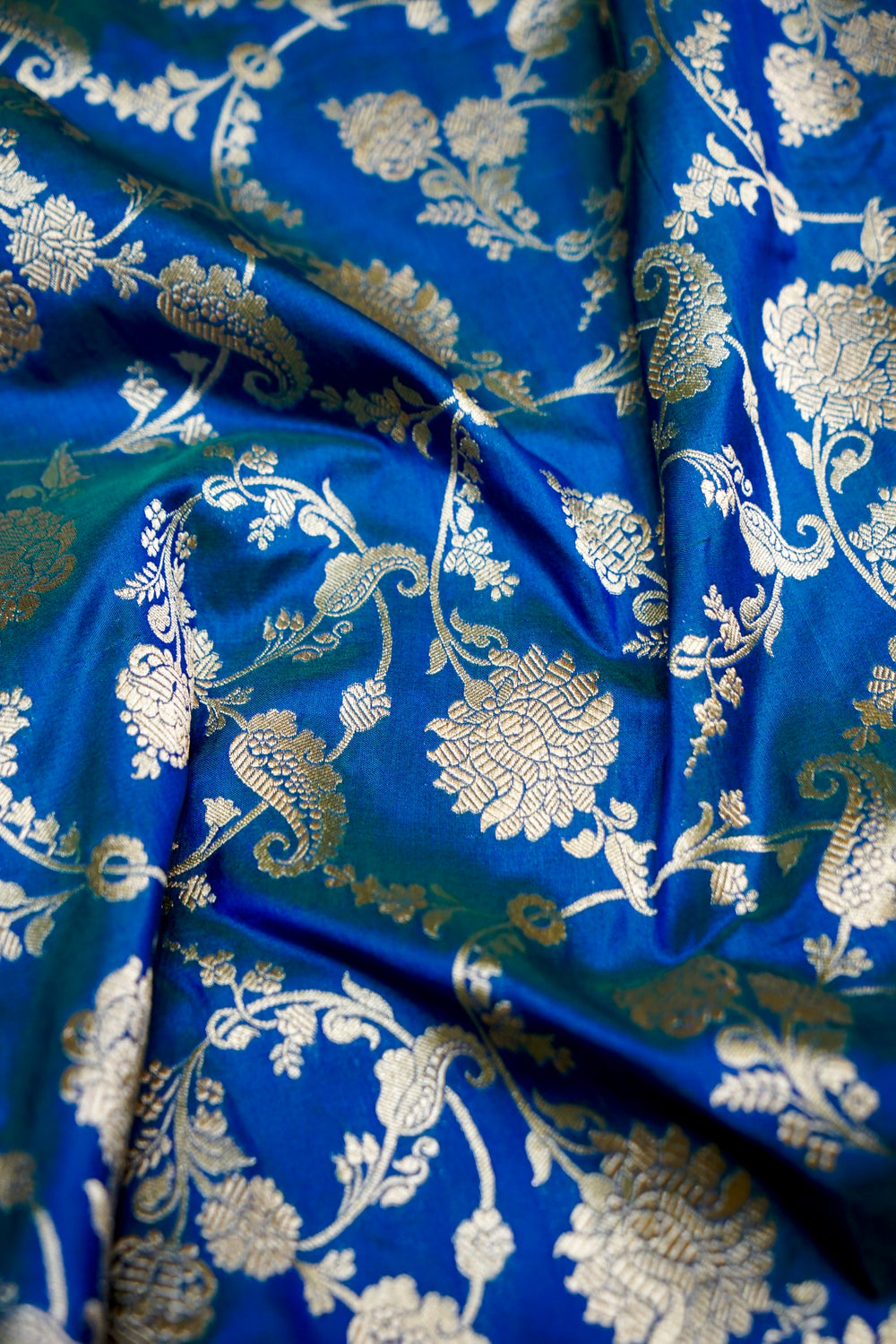 Turquoise Blue Ambi Katan Silk Handwoven Banarasi Saree
