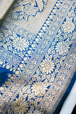 Turquoise Blue Ambi Katan Silk Handwoven Banarasi Saree