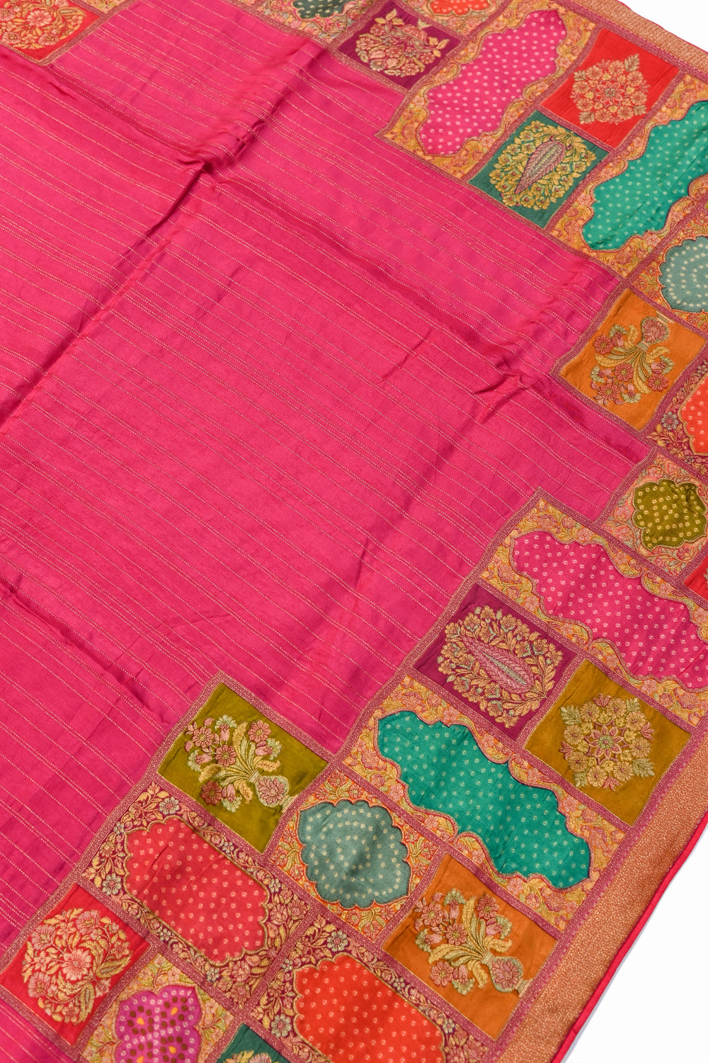 Magenta Pink Geometric Moonga Silk  Blended Saree