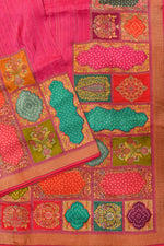 Magenta Pink Geometric Moonga Silk  Blended Saree