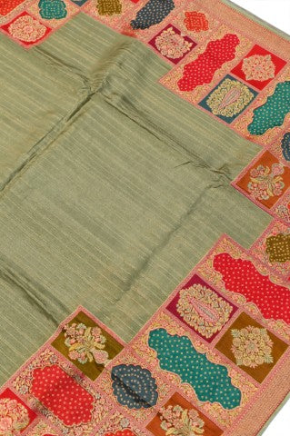 Handwoven Olive Green Banarasi  Blended Silk  Saree